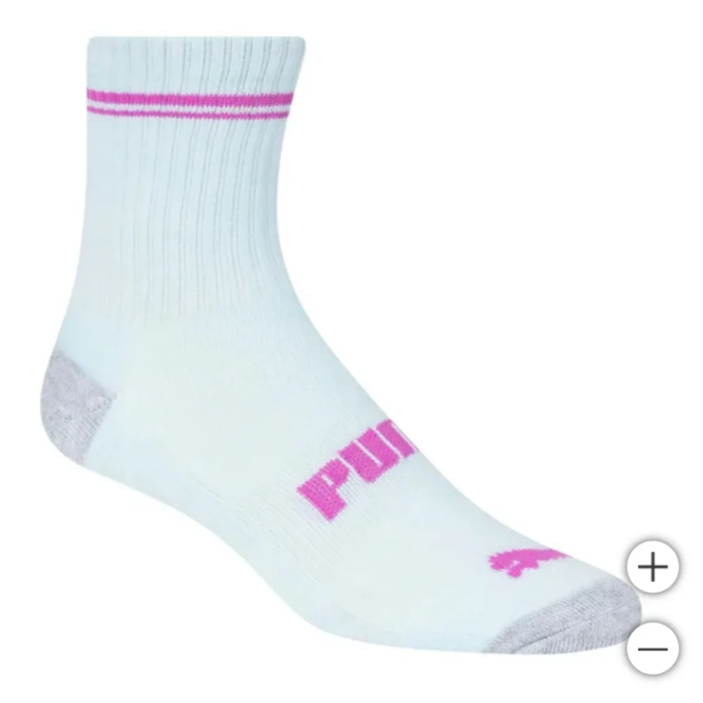 new!!! PUMA Kids' Boys Girls Low Crew Socks, 20-pair Pink Color Size Medium NWT!